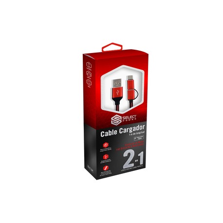 Cable USB a Micro USB y Tipo C Select Power / 1 m / Rojo